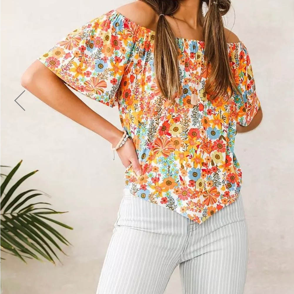 Willow & root shoot off shoulder top